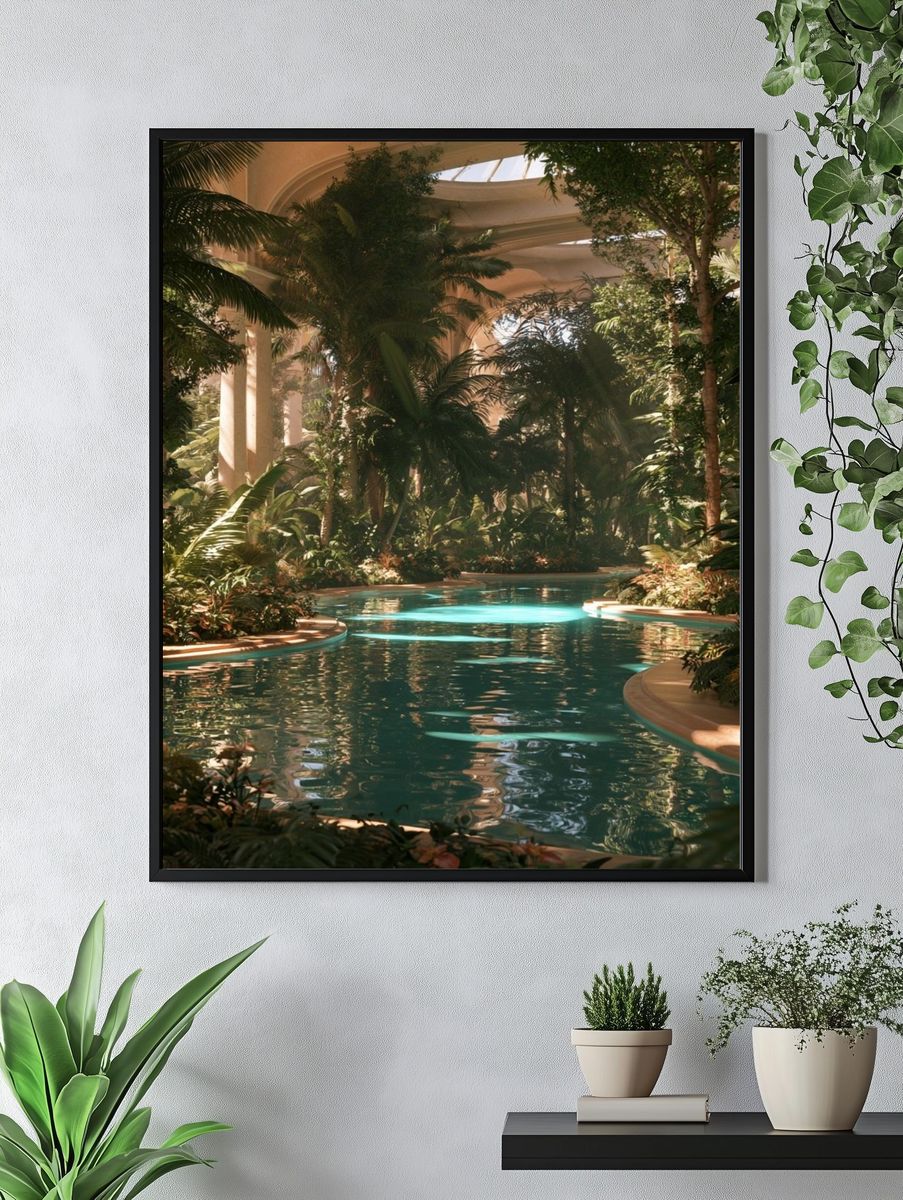 Tropical Indoor Pool Photography Poster. — room view 4