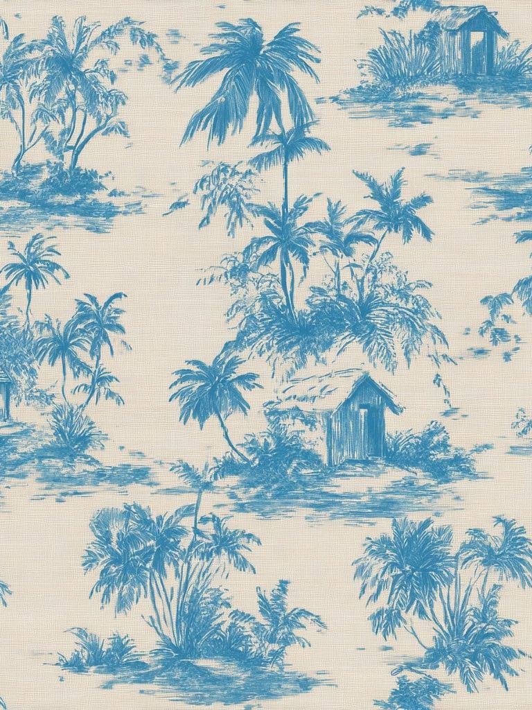 Tropical Palm Toile Print. poster — botanical art