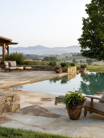 Tuscan Pool Terrace Photography Poster. poster