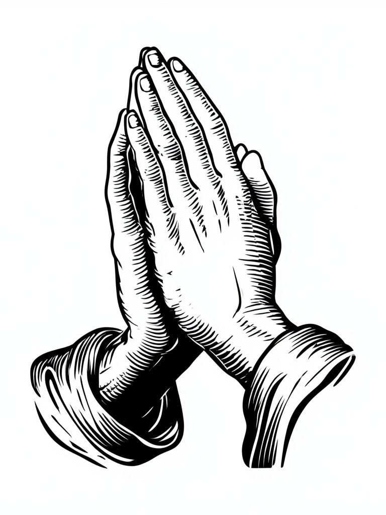 Praying Hands Line Art Poster. poster detail