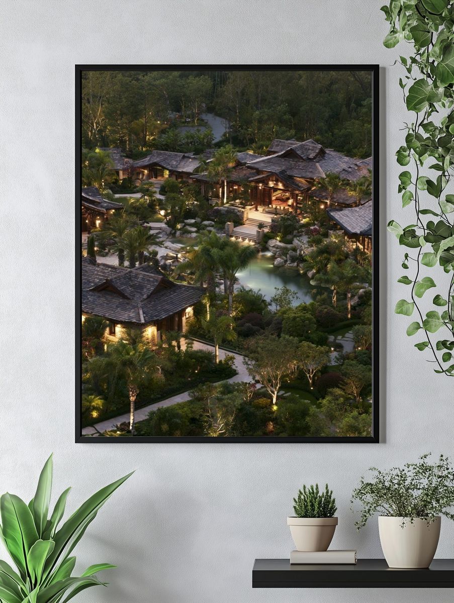 Tropical Resort at Dusk Photography Poster. — room view 4