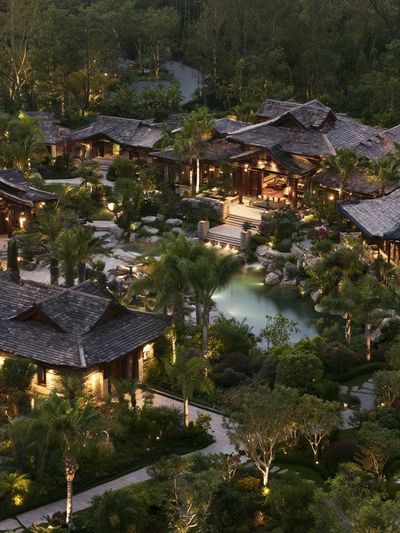 Tropical Resort at Dusk Photography Poster. poster