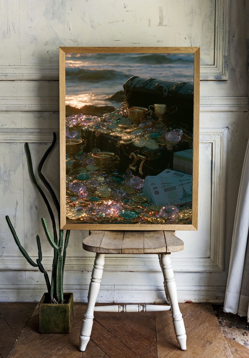 Sunlit Treasure Chest Photography Poster. room preview