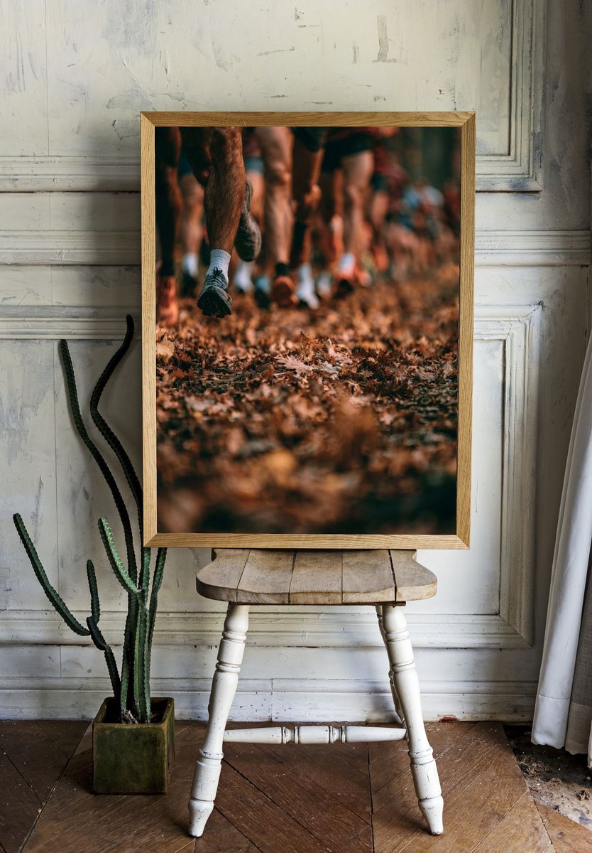 Trail Runners in Autumn Forest Poster. room preview