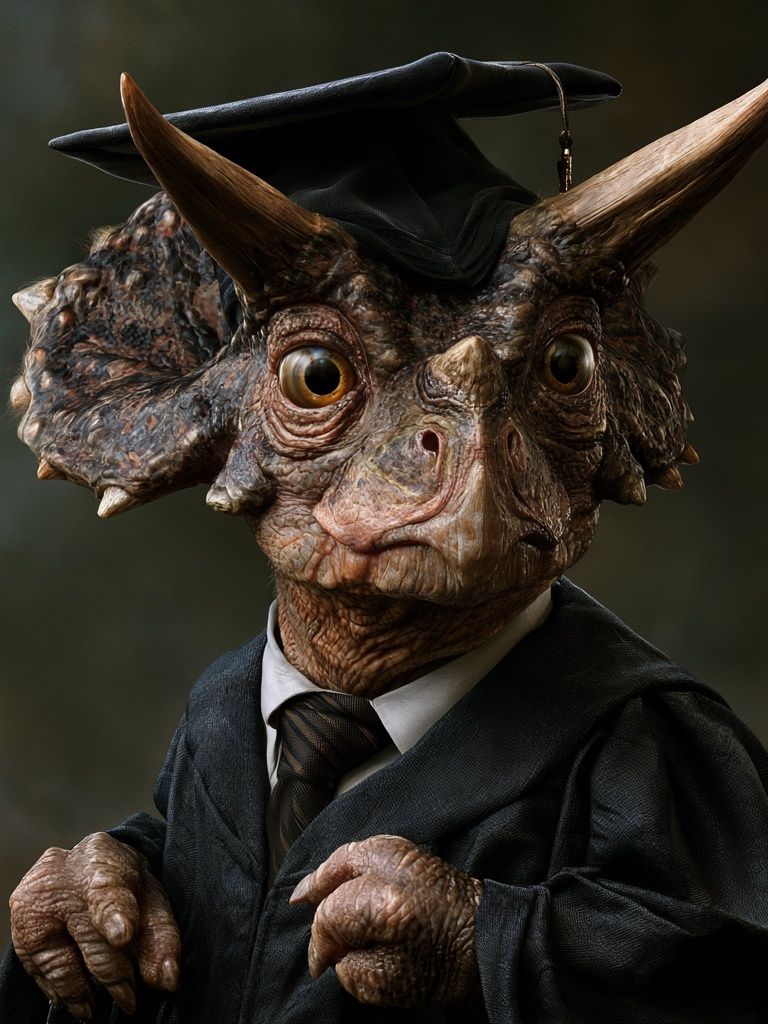 Triceratops Graduate Portrait Print. poster — illustration art