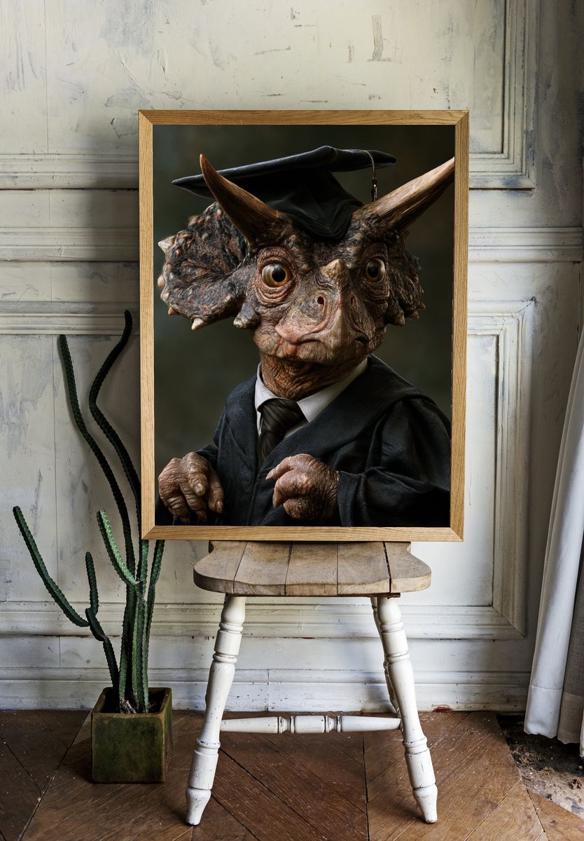 Triceratops Graduate Portrait Print. — room view 1