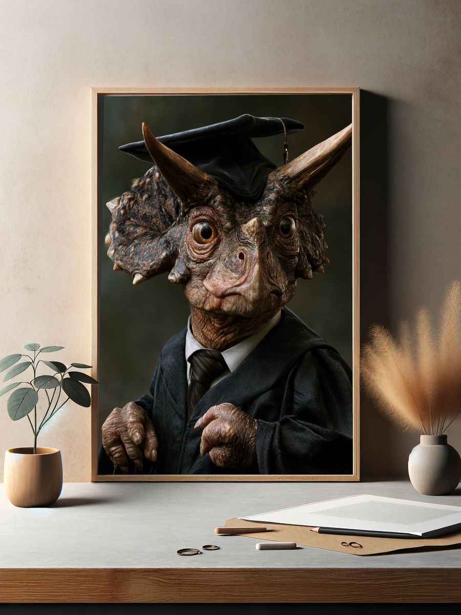 Triceratops Graduate Portrait Print. — room view 2