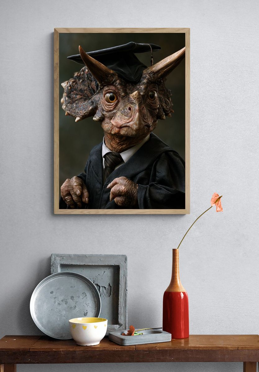 Triceratops Graduate Portrait Print. — room view 3