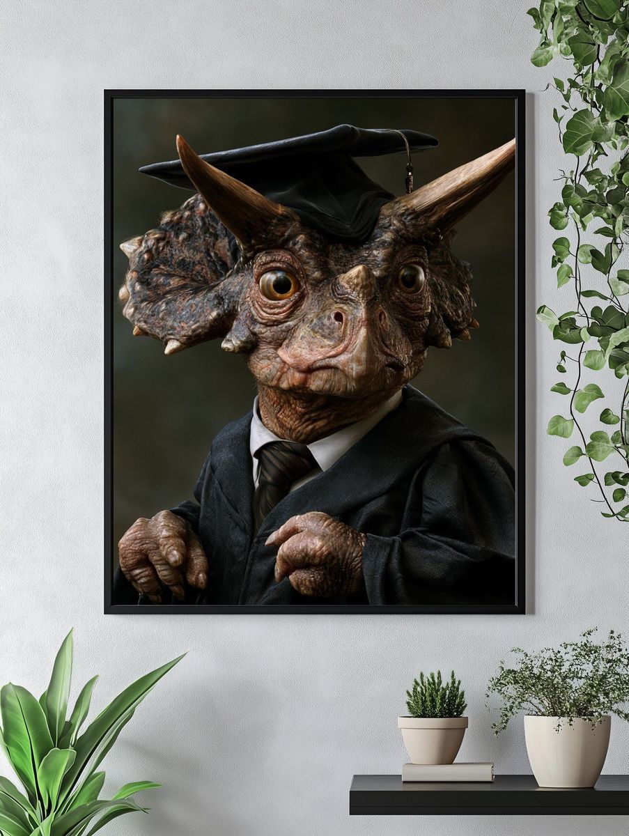 Triceratops Graduate Portrait Print. — room view 4