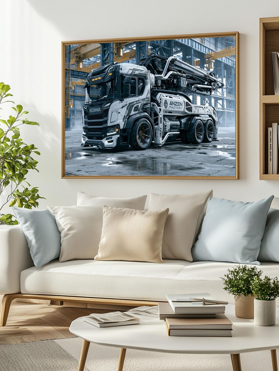 Industrial Truck in Factory Poster. — room view 2