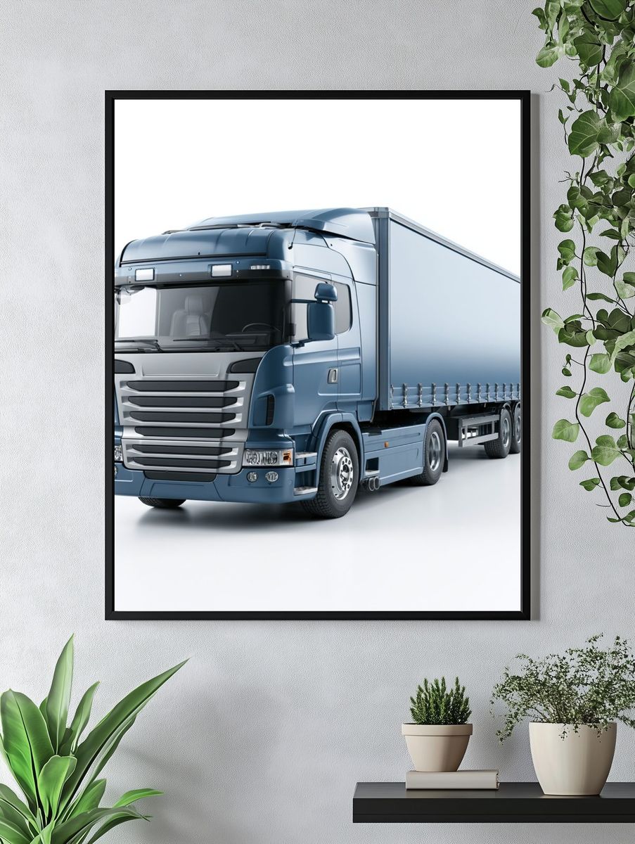Blue Semi Truck Photography Poster. — room view 4