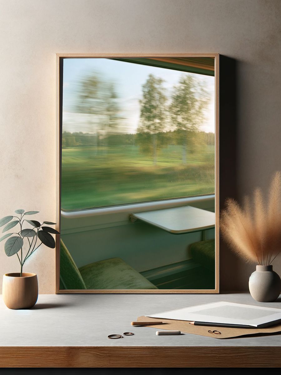 Train Window Landscape Photography Poster. — room view 2