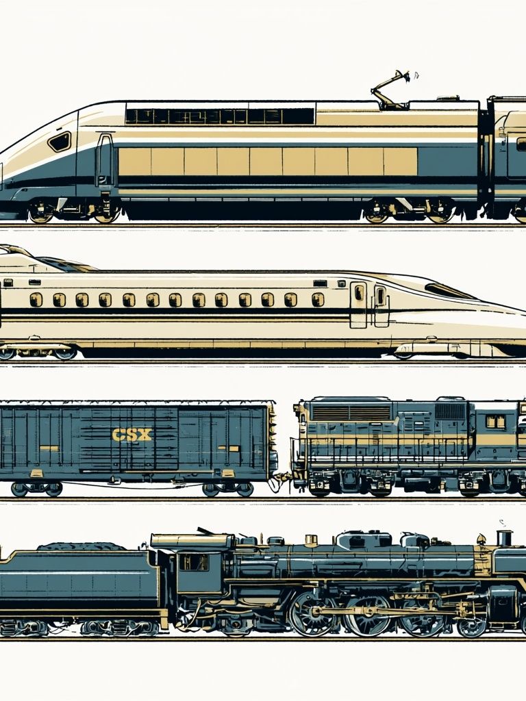 Vintage Trains Illustration Poster. poster — illustration art