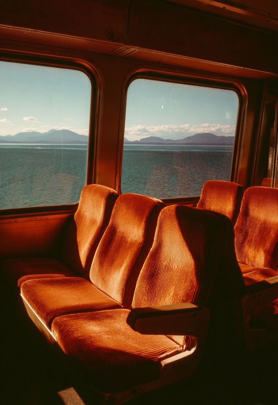 Sunlit Train Interior Photography Poster. poster — photography art