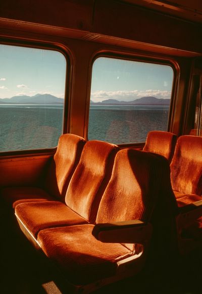 Sunlit Train Interior Photography Poster. poster