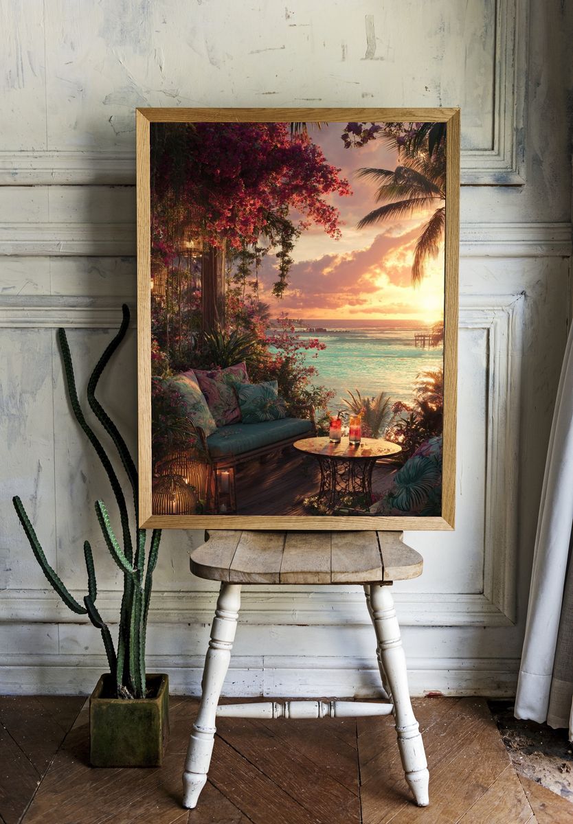 Tropical Sunset Retreat — Nature Print. — room view 1