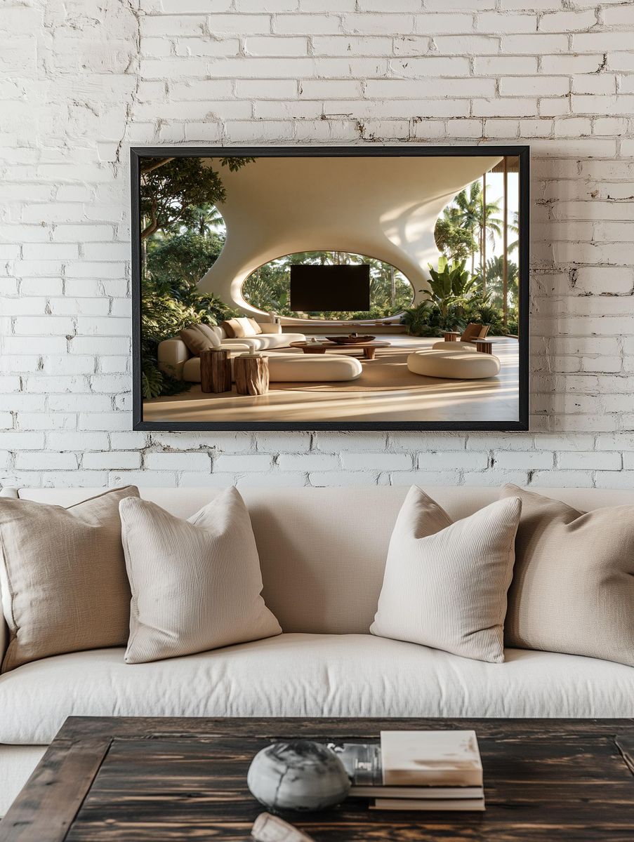 Tropical Modern Living Room Print. room preview
