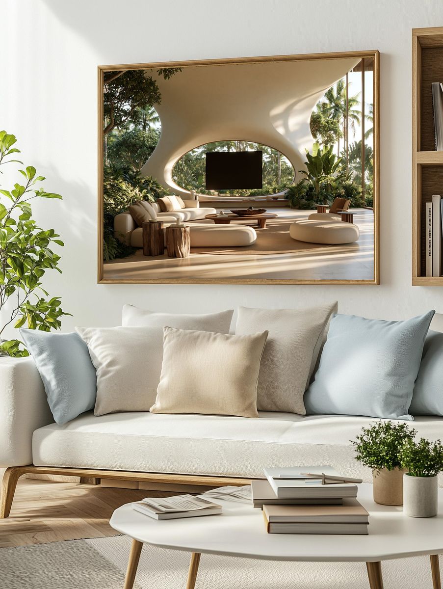 Tropical Modern Living Room Print. — room view 2