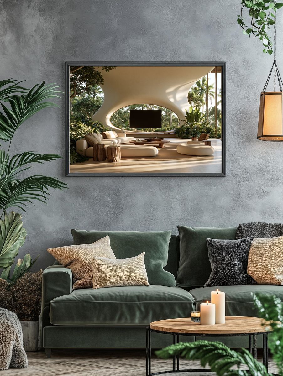 Tropical Modern Living Room Print. — room view 4
