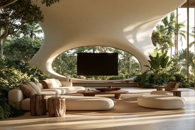 Tropical Modern Living Room Print. poster