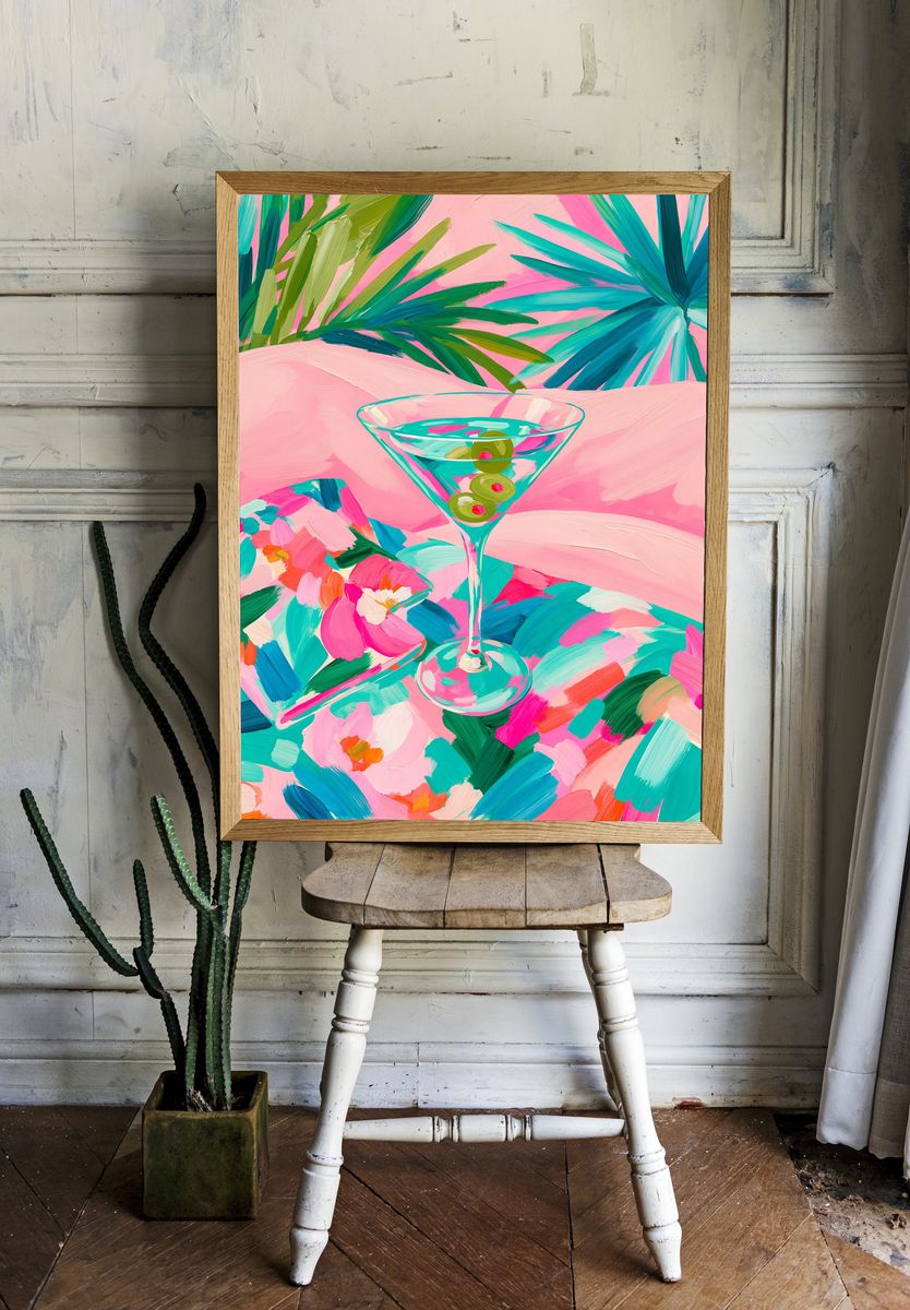 Tropical Martini Floral Poster. — room view 1