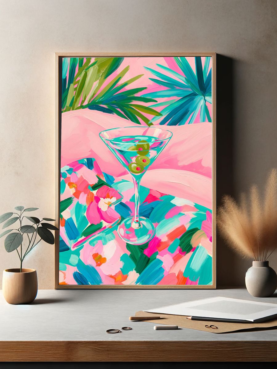Tropical Martini Floral Poster. — room view 2