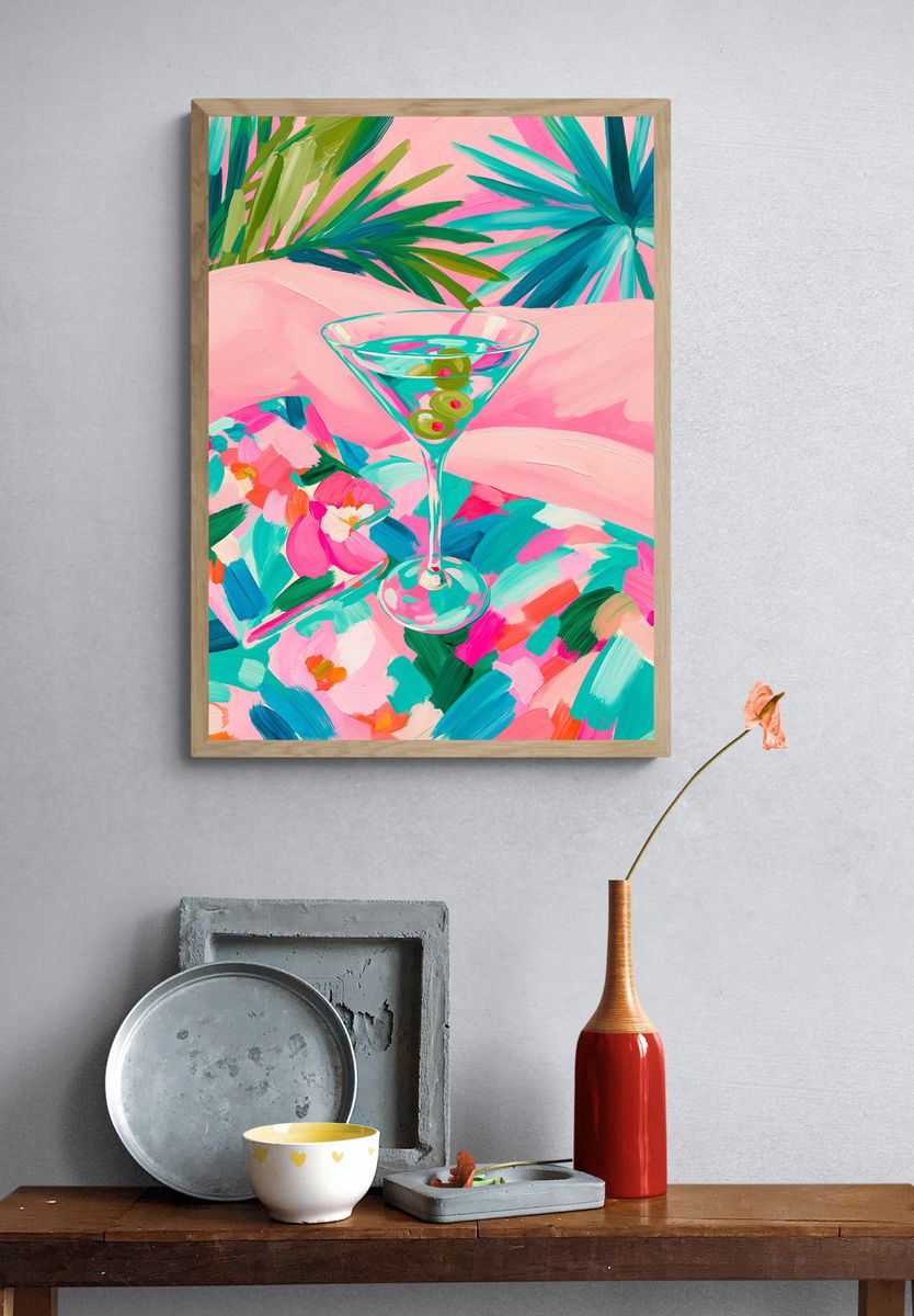 Tropical Martini Floral Poster. — room view 3
