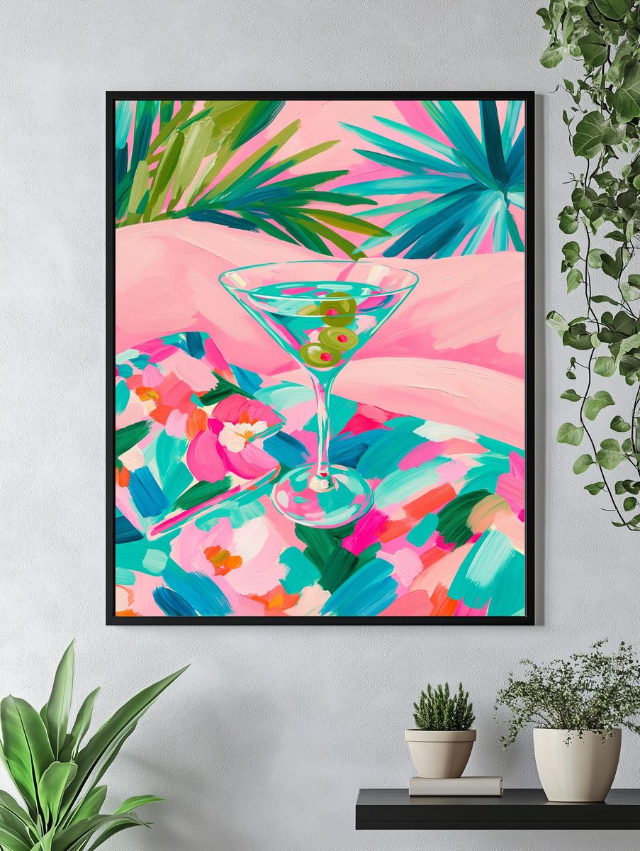 Tropical Martini Floral Poster. — room view 4