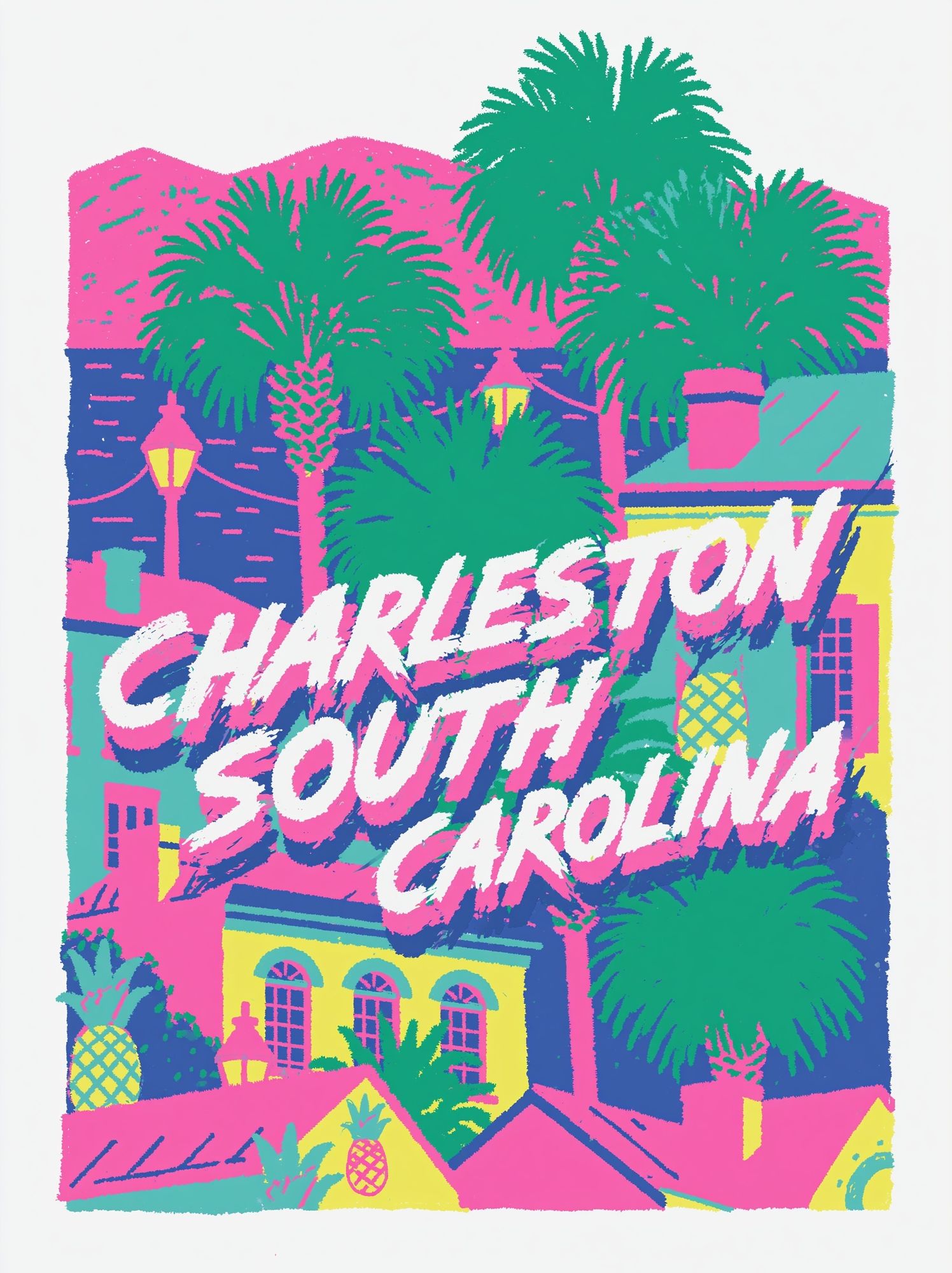Charleston South Carolina Retro Poster. poster detail