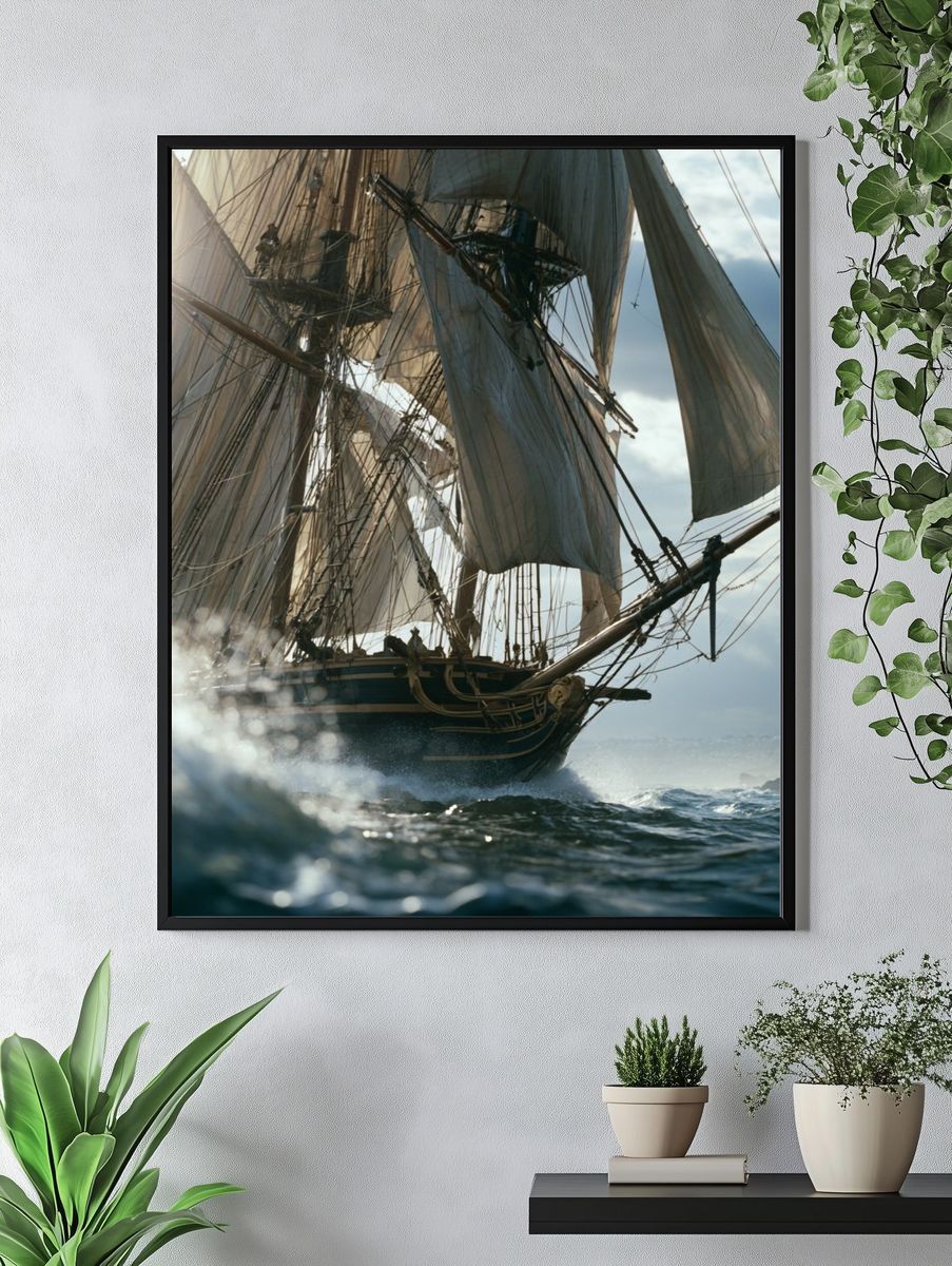 Tall Ship at Sea Photography Poster. — room view 4