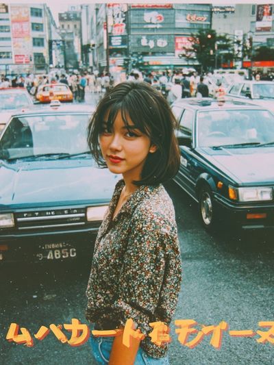 Tokyo Street Portrait Vintage Print. poster