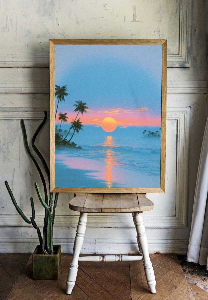 Tropical Sunset Beach Photography Poster. — room view 1