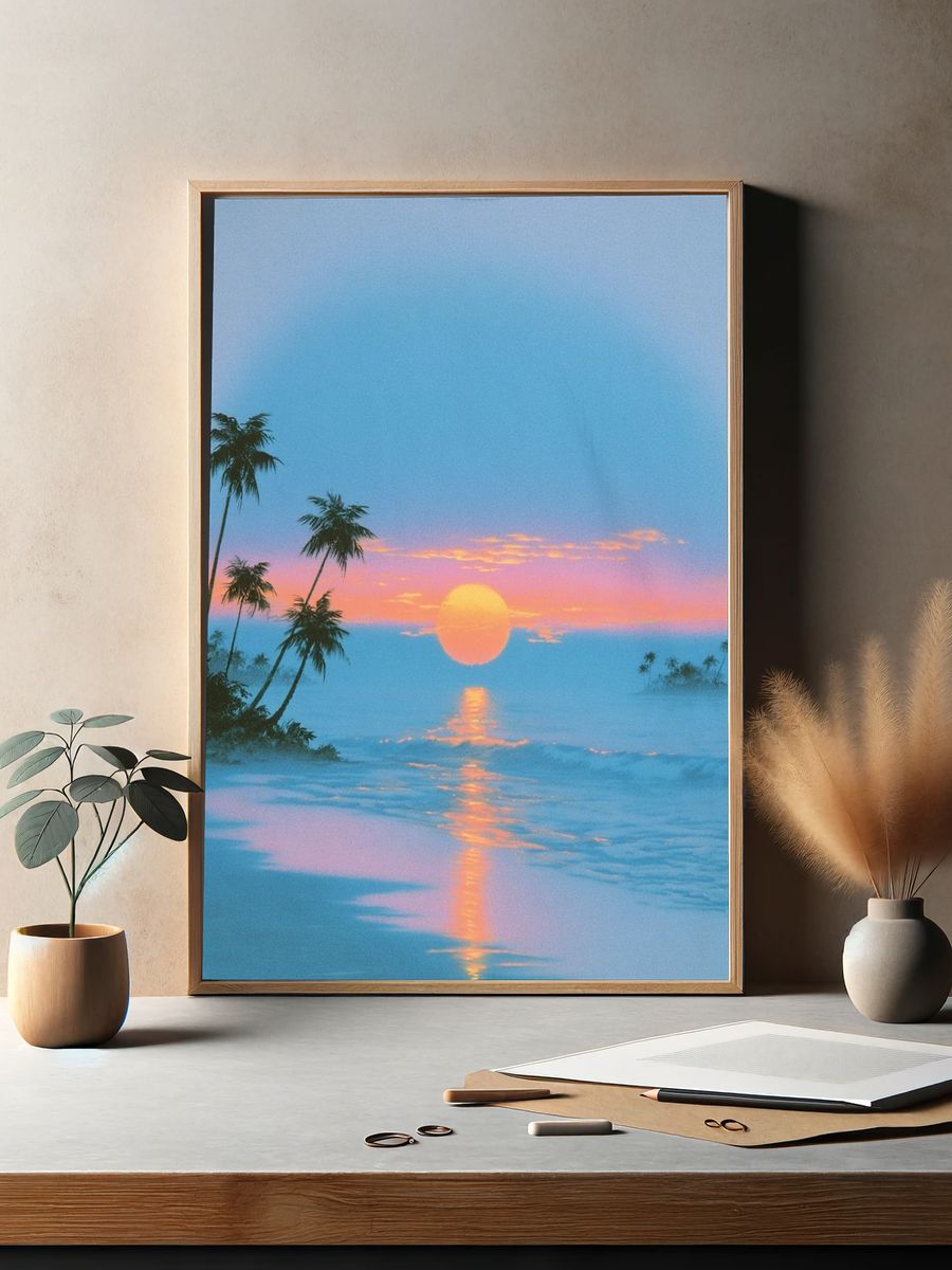 Tropical Sunset Beach Photography Poster. — room view 2