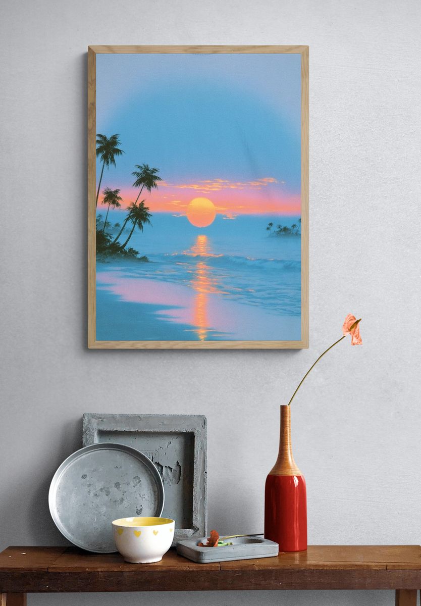 Tropical Sunset Beach Photography Poster. — room view 3