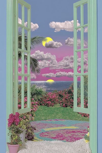 Tropical Sunset View — Illustration Print. poster print