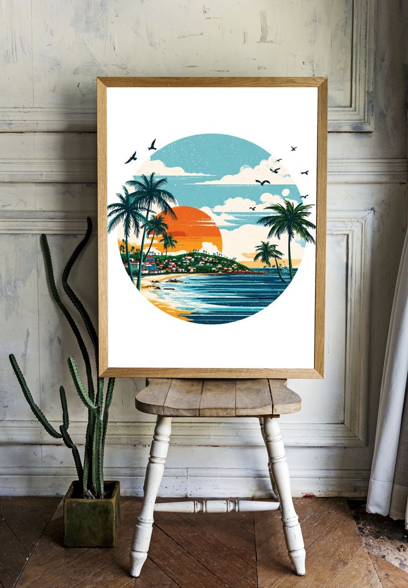 Tropical Sunset — Illustration Print room preview