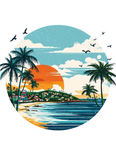 Tropical Sunset — Illustration Print. poster print