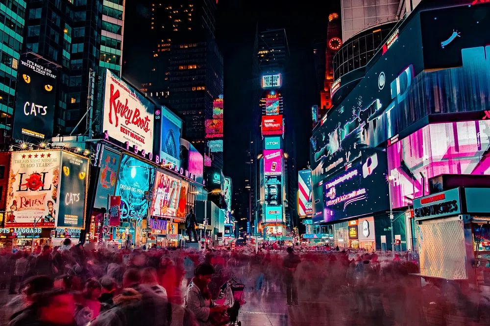 People walk quickly Theater District. poster — photography art
