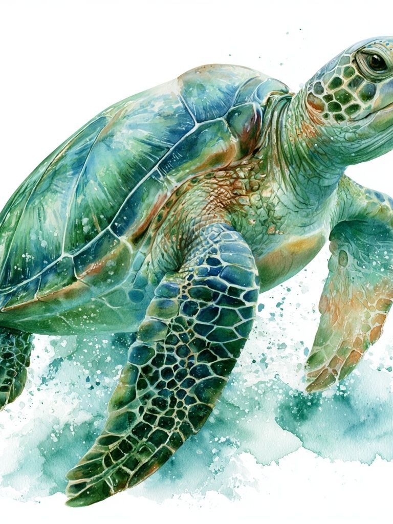 Sea Turtle Watercolor Poster. poster — animals art