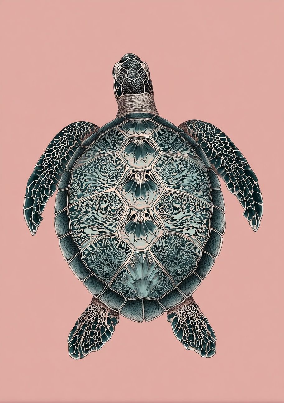 Sea Turtle Illustration Poster. poster detail