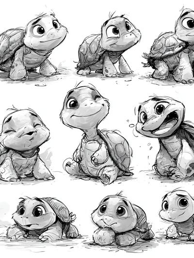 Cute Turtle Sketch Poster. poster