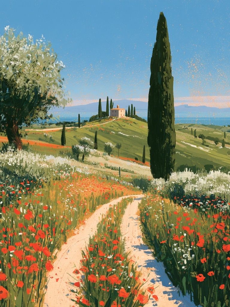 Tuscan Poppy Fields — Fine-Art Print. poster detail