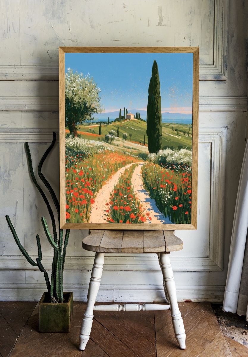 Tuscan Poppy Fields — Fine-Art Print. — room view 1
