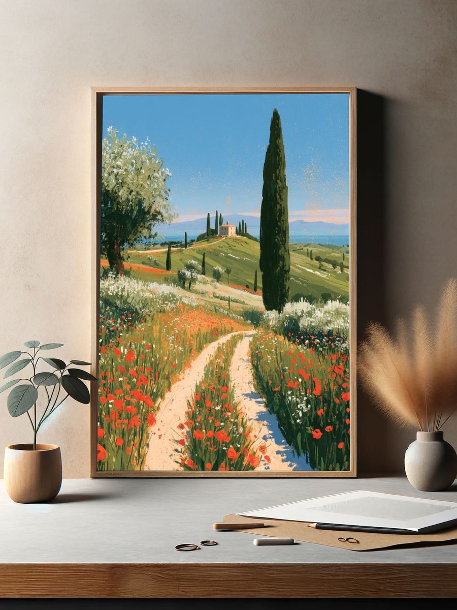 Tuscan Poppy Fields — Fine-Art Print. — room view 2