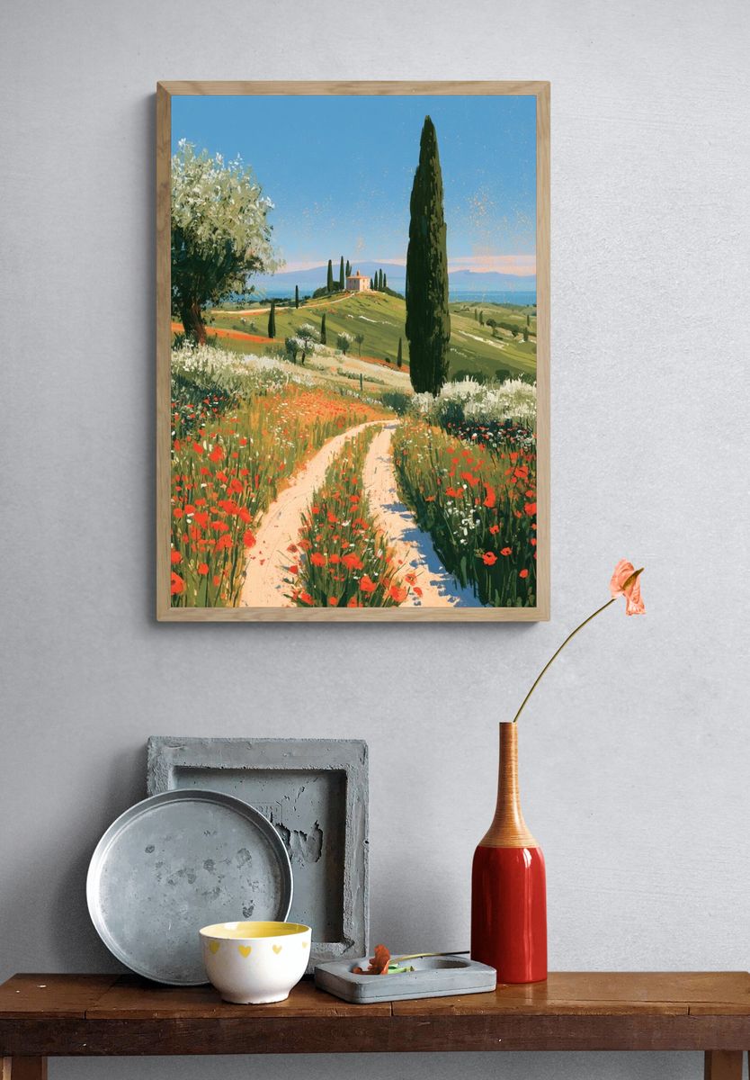 Tuscan Poppy Fields — Fine-Art Print. — room view 3