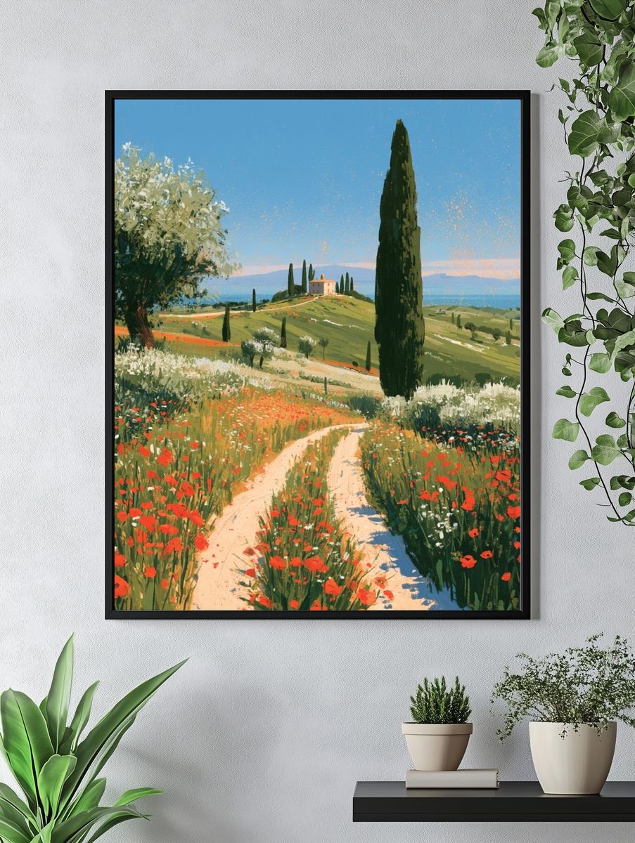 Tuscan Poppy Fields — Fine-Art Print. — room view 4