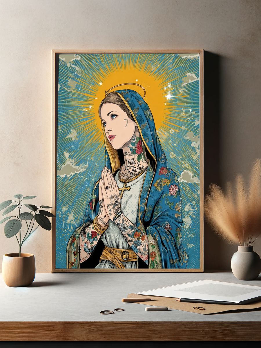 Tattooed Virgin Mary — Illustration Print. — room view 2