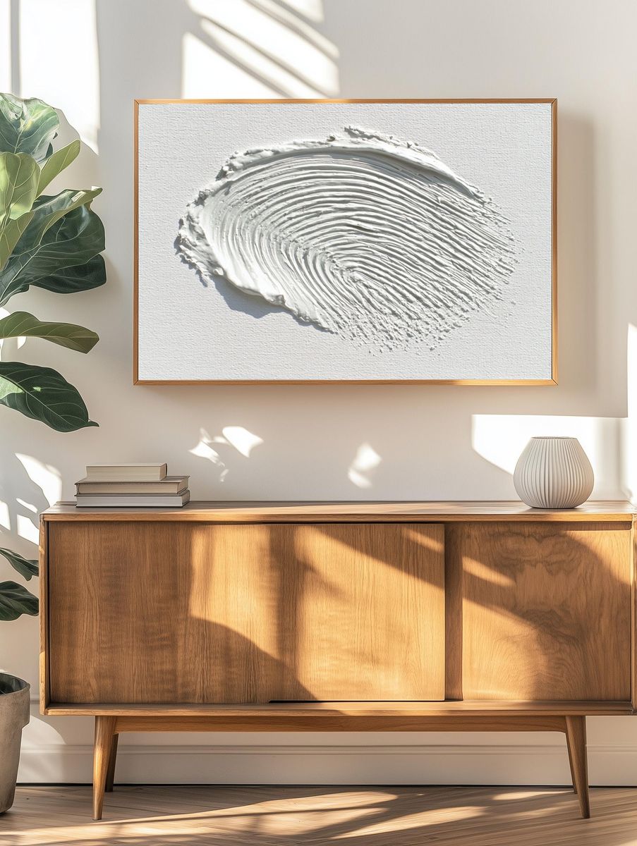 Textured White Abstract Poster. — room view 3