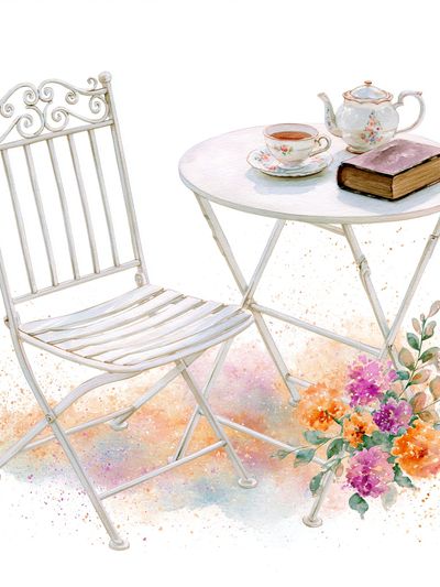 Tea Table Watercolor Poster. poster print