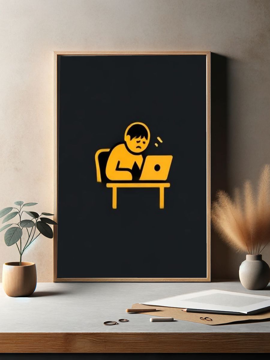 Tired Worker Typography Poster. — room view 2